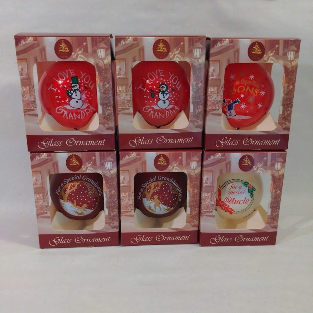 Vintage Family Christmas Ornaments Lof of 6 Enchanted Forest Glass  2005 New
